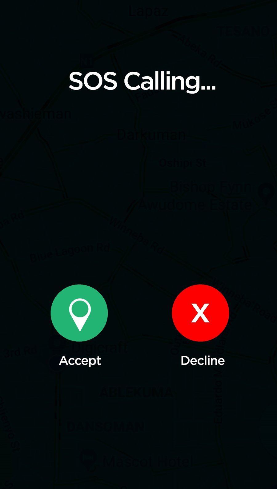 Nations Guard app SOS alert screen